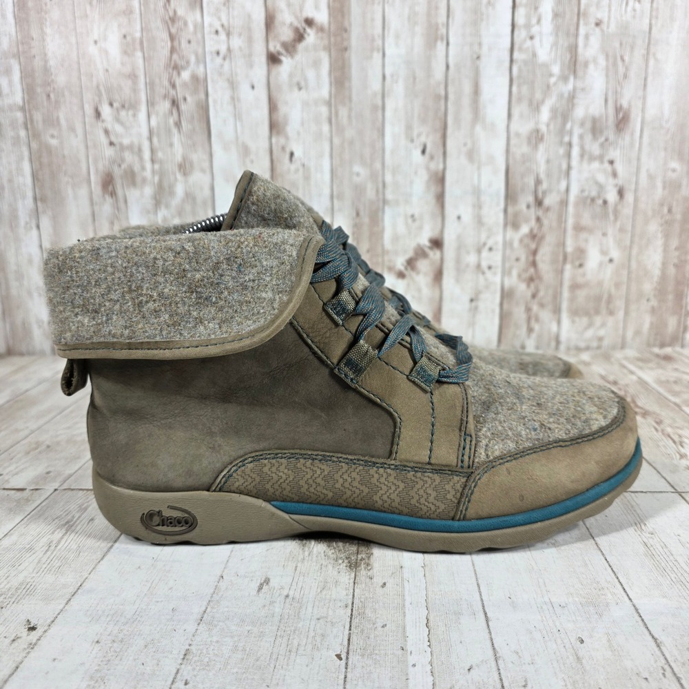 Chaco Sandstone Womens 10.5 Brown Leather Wool Lace Up Ankle Boots J105340